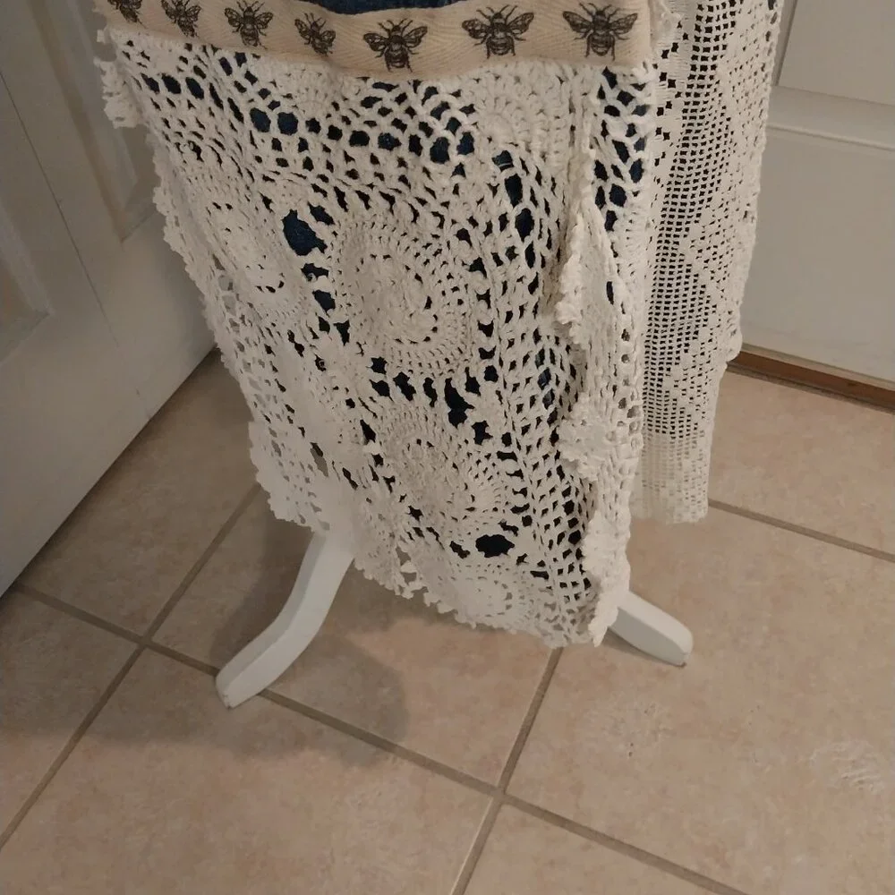 3645 Size 1XL Upcycled Denim Jumper by Sunshine Apparel with Lace Trim. - Picture 12 of 15